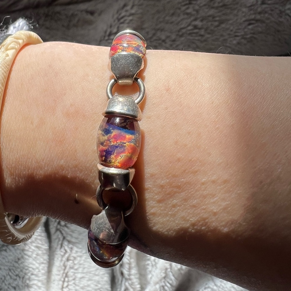 Vintage Mexican foil Opal Bracelet.